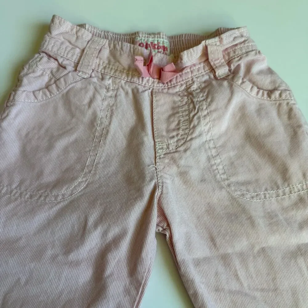 Y2K OshKosh Pink Pinstripe Cuffed Pants Embroidered Butterfly Pants 2T